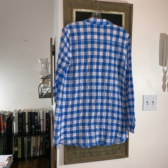 J.McLaughlin Wren Tunic Blue Gingham Check Button Down Shirt Size Small - Picture 5 of 10
